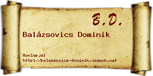 Balázsovics Dominik névjegykártya