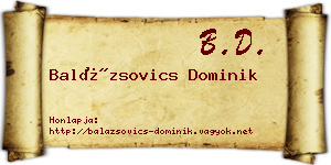 Balázsovics Dominik névjegykártya
